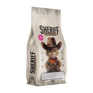 Sheriff White Bentonite Clumping Cat Litter – Baby Powder – 20L